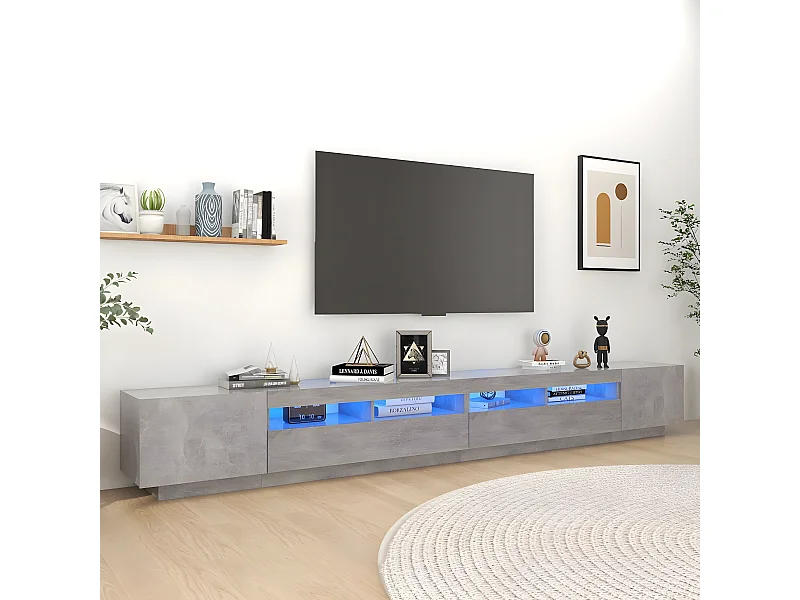 TV-Schrank,TV-Möbel mit LED-Leuchten Betongrau 300x35x40 cm -gkd484375