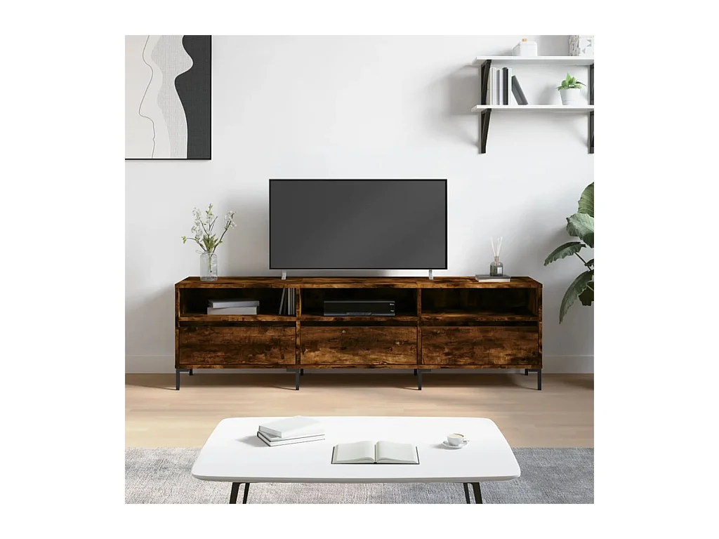 Tv-meubel | Tv-Bank | TV-kast150x30x44,5 cm bewerkt hout gerookt eikenkleurig