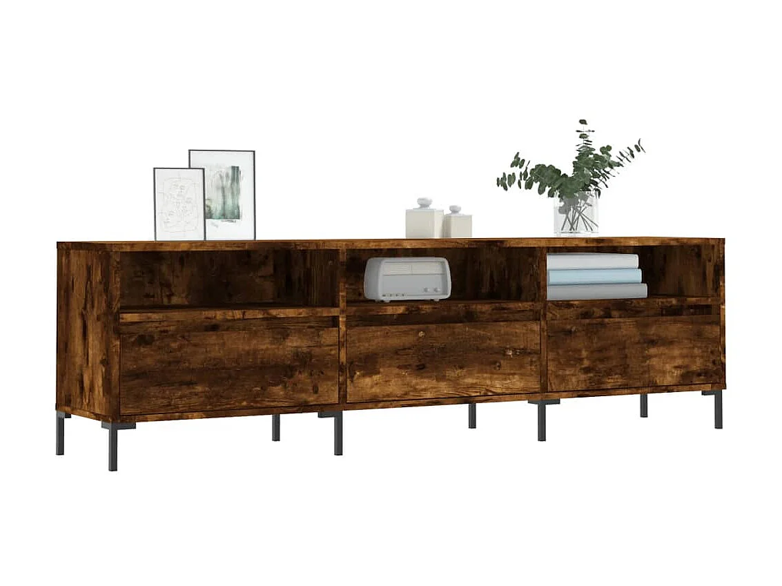 Meuble TV chêne fumé 150x30x44,5 cm bois d'ingénierie BE33636