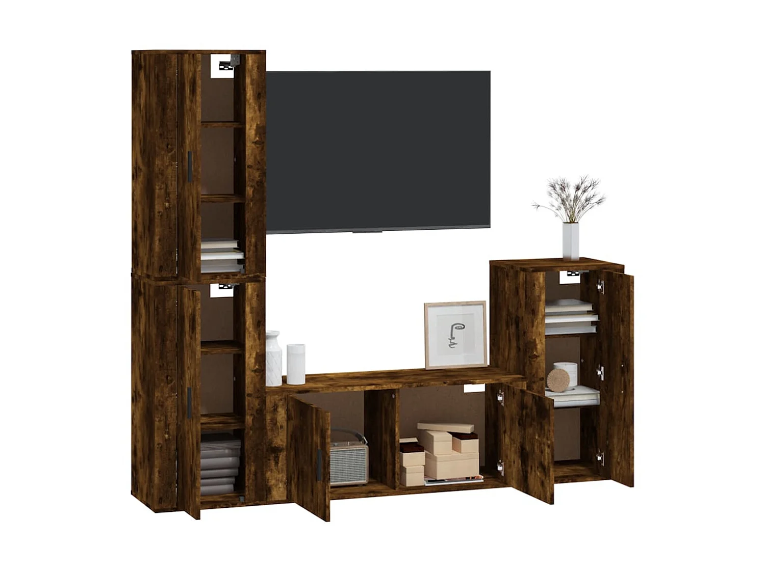 Ensemble de meubles TV 4 pcs Chêne fumé Bois d'ingénierie BE64837