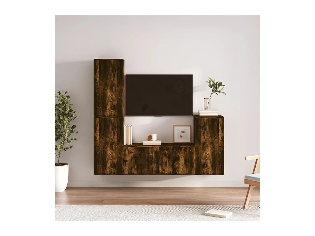 Ensemble de meubles TV 4 pcs Chêne fumé Bois d'ingénierie BE64837