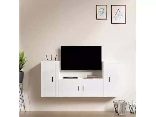 Kauf Unique 3-tlg. TV-Schrank-Set,TV-Möbel Hochglanz-Weiß Holzwerkstoff -gkd372511