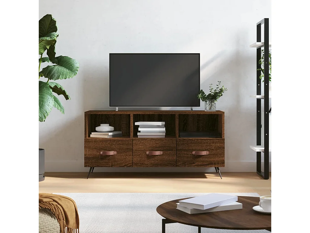 Meuble TV chêne marron 102x36x50 cm bois d'ingénierie BE90691