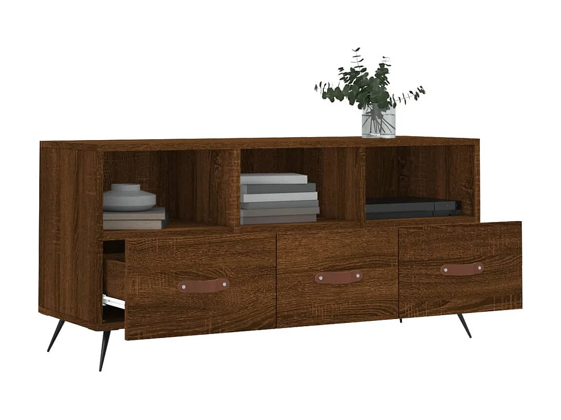 Meuble TV chêne marron 102x36x50 cm bois d'ingénierie BE90691