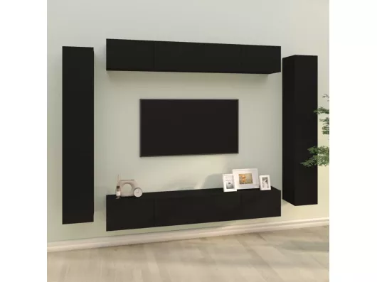 Kauf Unique 8-tlg. TV-Schrank-Set,TV-Möbel Schwarz Holzwerkstoff -gkd798787