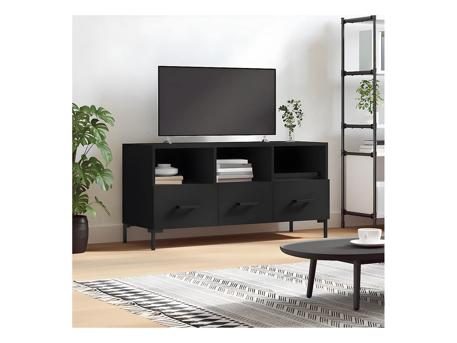 Meuble TV noir 102x36x50 cm bois d'ingénierie BE18569