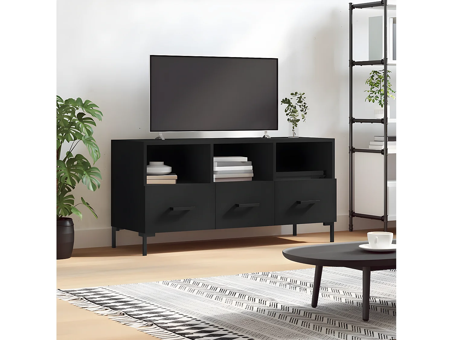 Meuble TV noir 102x36x50 cm bois d'ingénierie BE18569