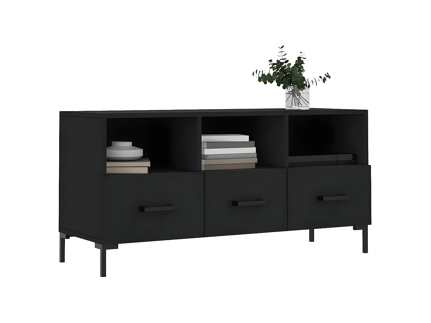 Meuble TV noir 102x36x50 cm bois d'ingénierie BE18569