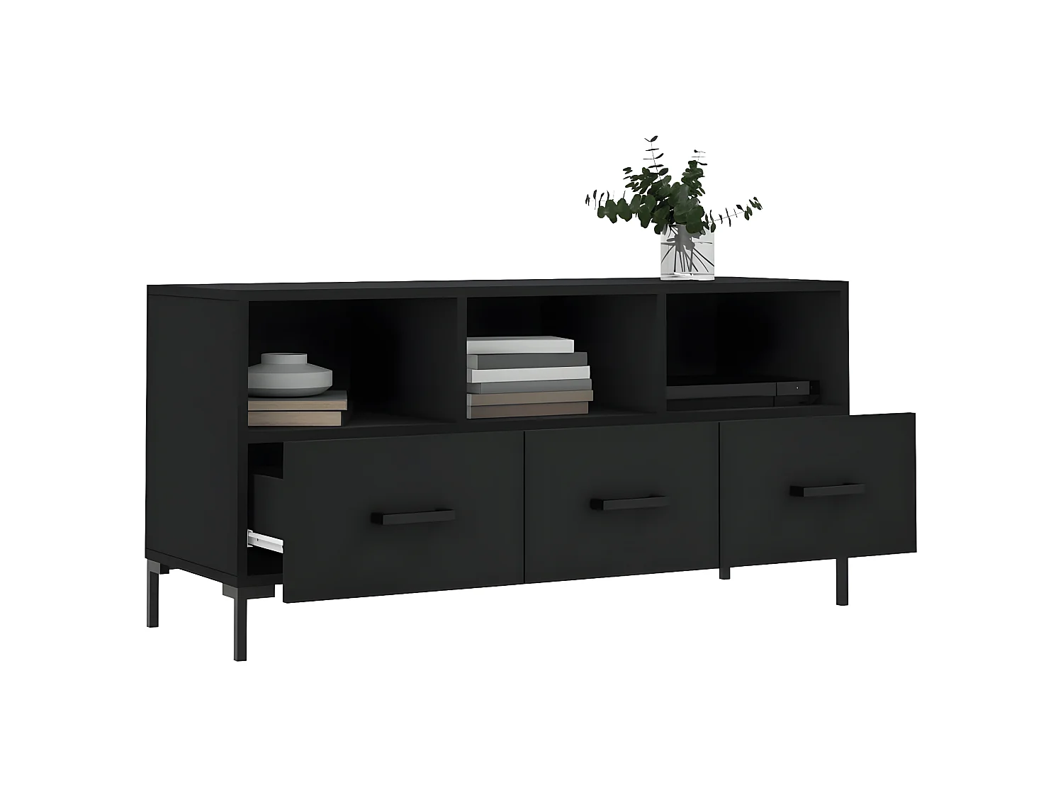 Meuble TV noir 102x36x50 cm bois d'ingénierie BE18569