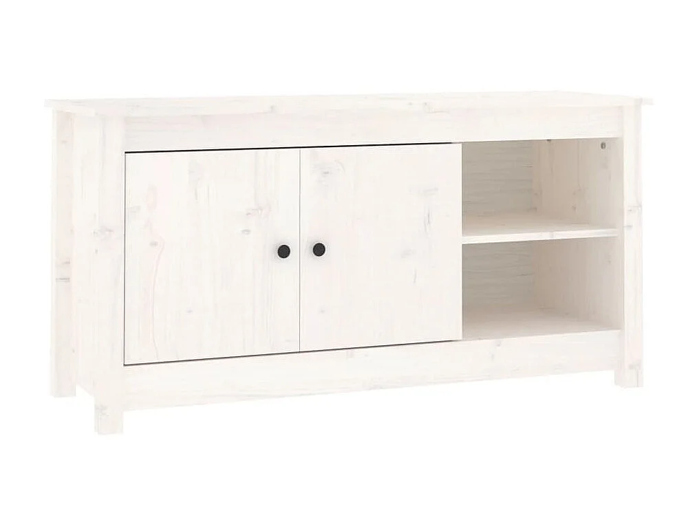 Meuble TV Blanc 103x36,5x52 cm Bois de pin massif BE54464