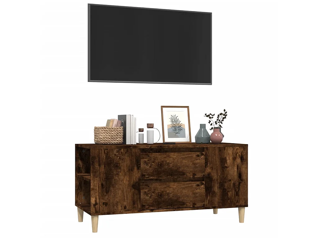 Meuble TV Chêne fumé 102x44,5x50 cm Bois d'ingénierie BE29895