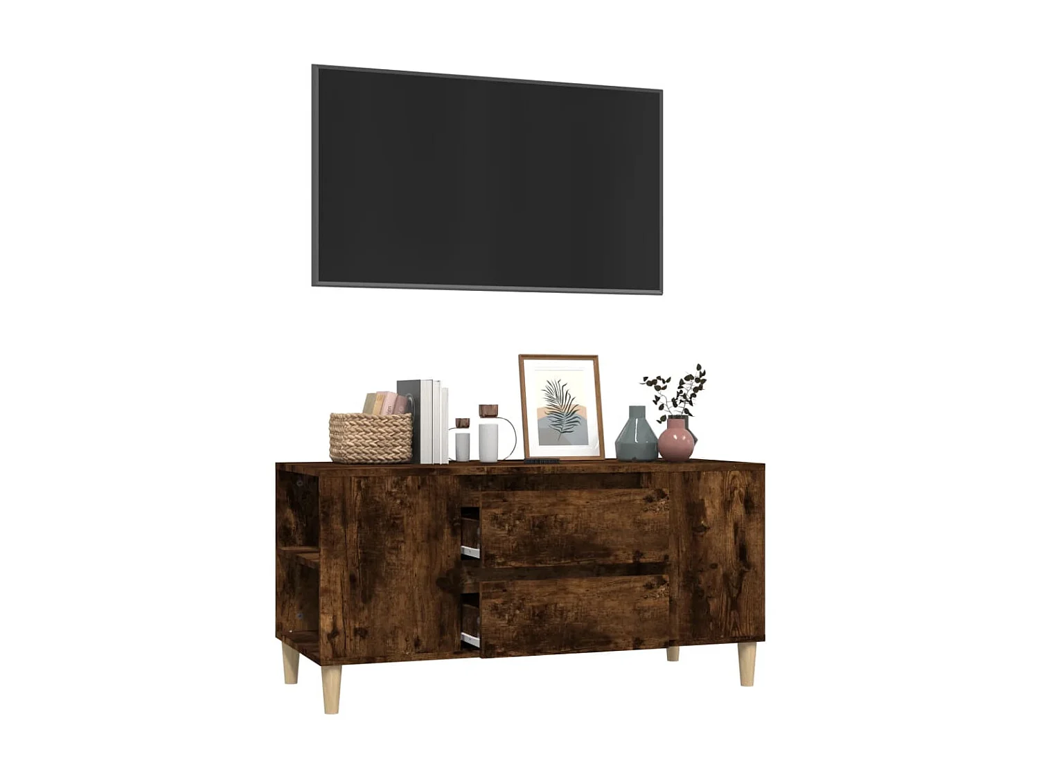 Meuble TV Chêne fumé 102x44,5x50 cm Bois d'ingénierie BE29895
