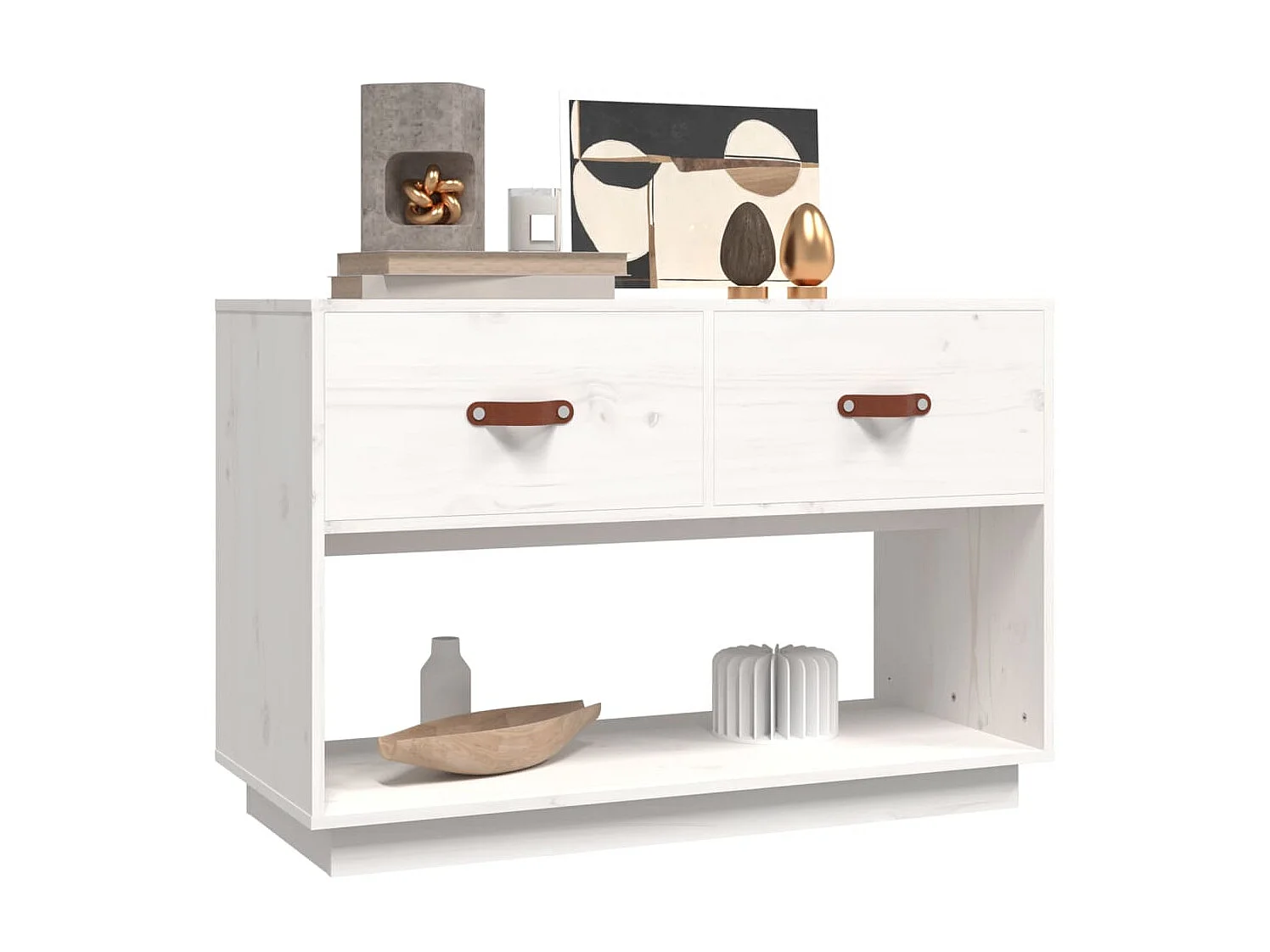 TV-Schrank,TV-Möbel Weiß 90x40x60 cm Massivholz Kiefer -gkd808479