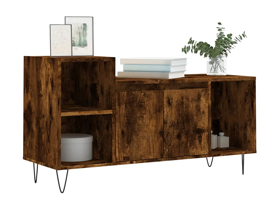 Meuble TV Chêne fumé 100x35x55 cm Bois d'ingénierie BE45138