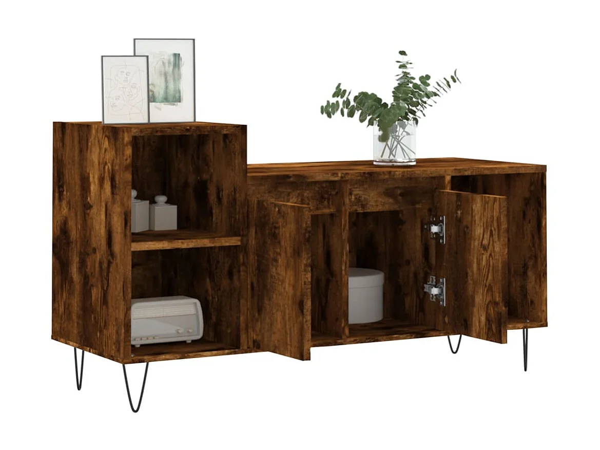 Meuble TV Chêne fumé 100x35x55 cm Bois d'ingénierie BE45138