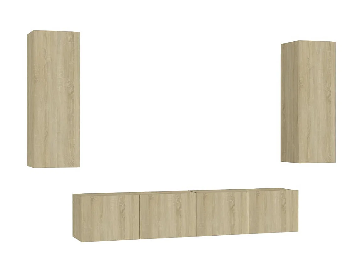 4pcs conjunto móveis de TV derivados de madeira carvalho sonoma PT905494