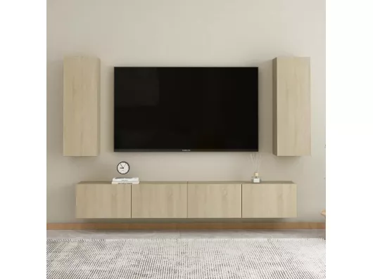 Kauf Unique 4-tlg. TV-Schrank-Set,TV-Möbel Sonoma-Eiche Holzwerkstoff -gkd240139