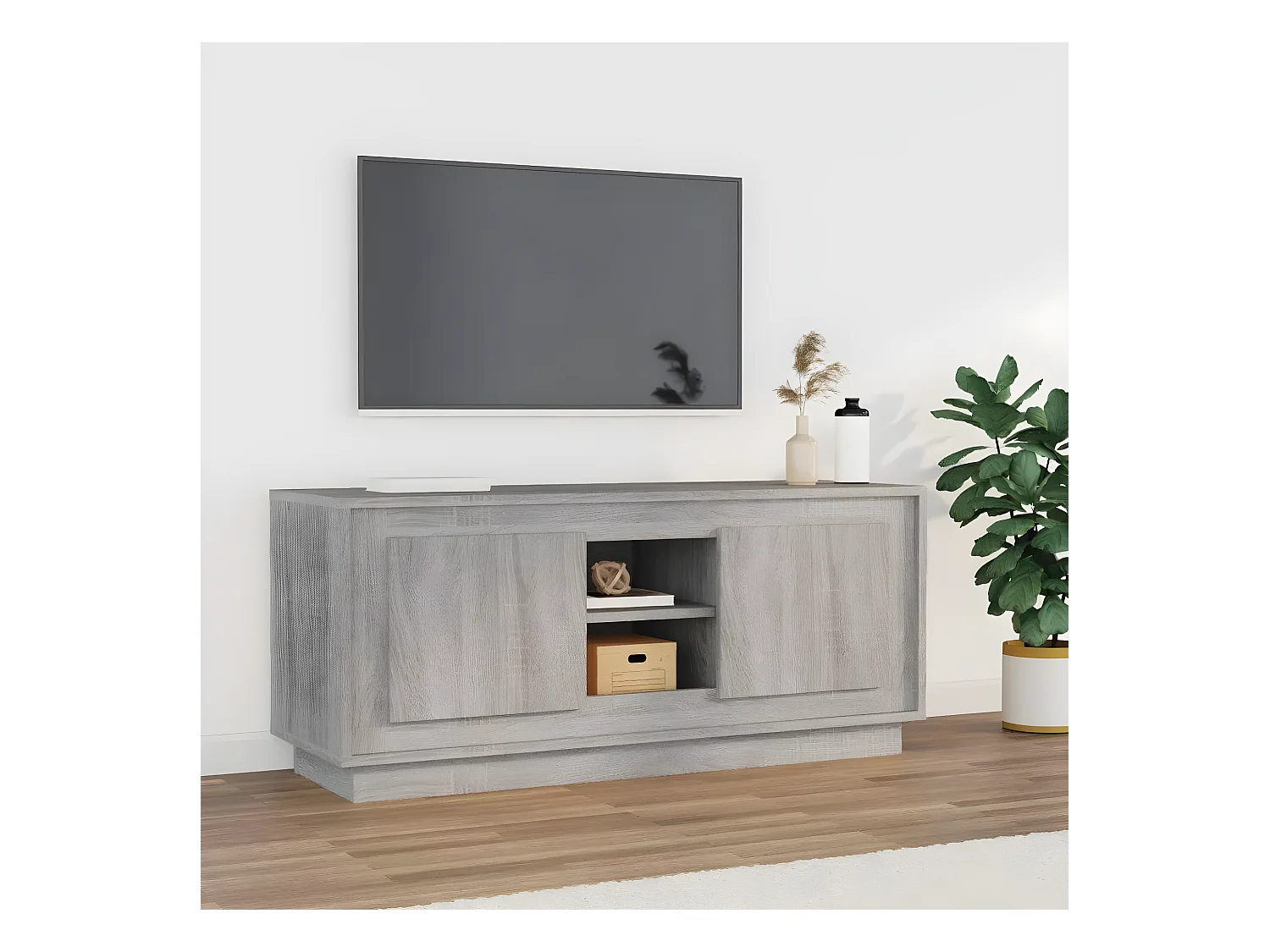 Meuble TV Sonoma gris 102x35x45 cm bois d'ingénierie BE58131