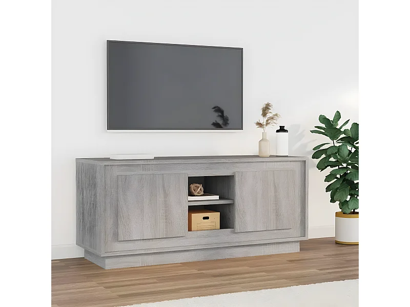Meuble TV Sonoma gris 102x35x45 cm bois d'ingénierie BE58131
