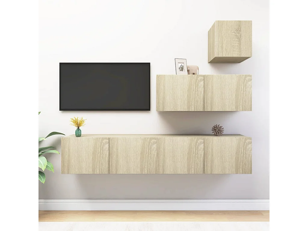 4-delige Tv-meubelset bewerkt hout sonoma eikenkleurig NL28272