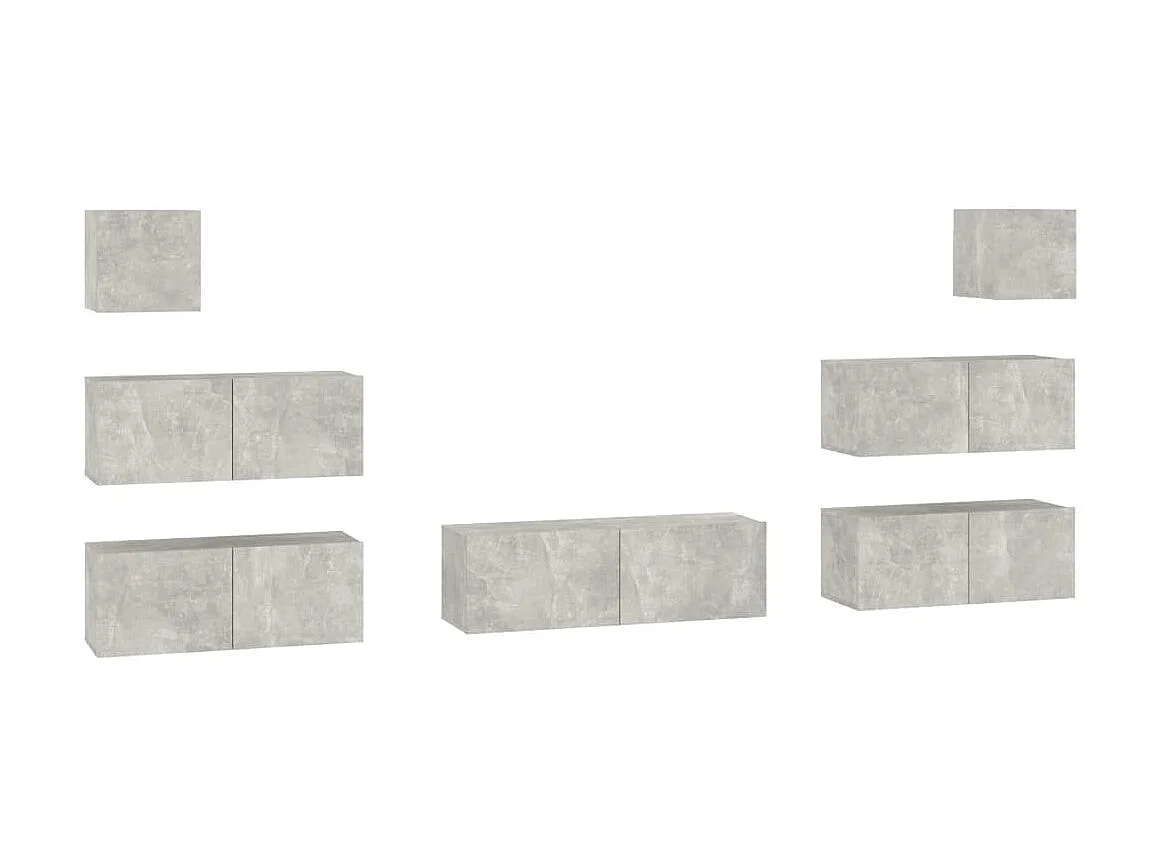 Meubles TV 7 pcs BEis béton Bois d'ingénierie BE16880