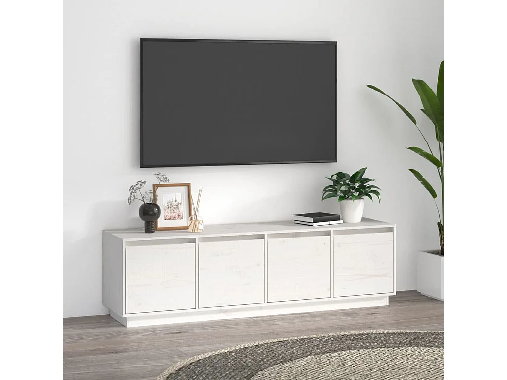 TV-Schrank,TV-Möbel Weiß 156x37x45 cm Massivholz Kiefer -gkd980109