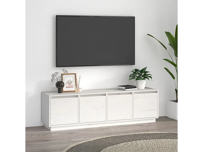 Tv-meubel 156x37x45 cm massief grenenhout wit NL649850