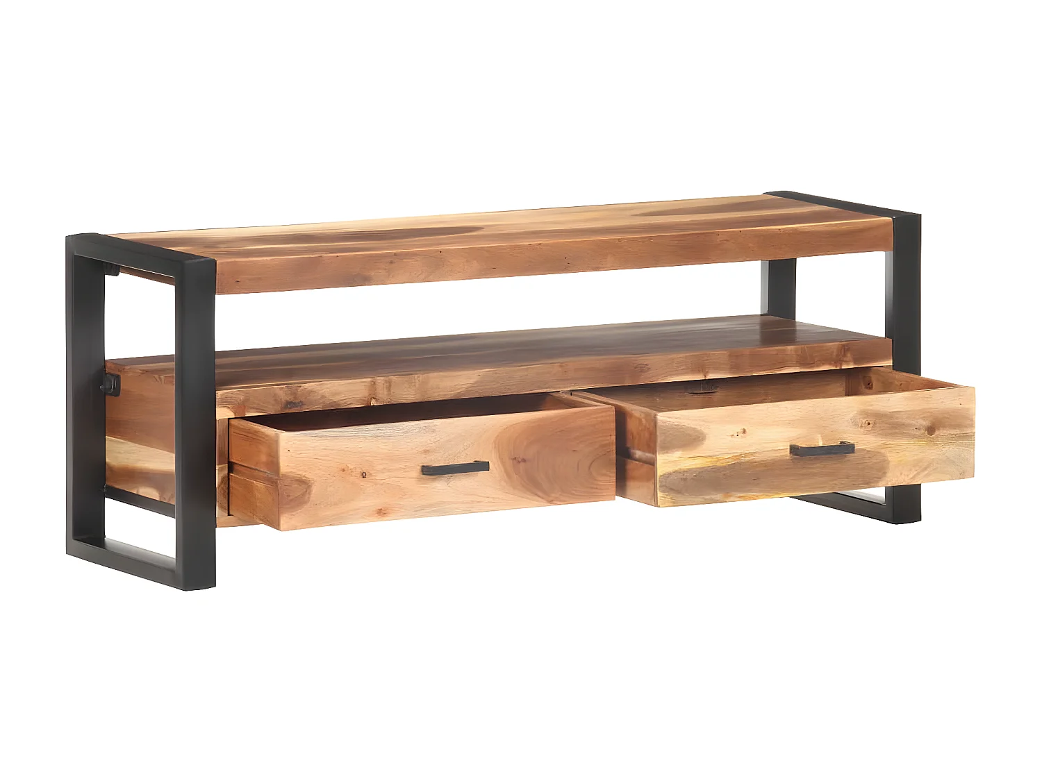 Meuble TV 120x35x45 cm Bois massif avec finition miel BE17373