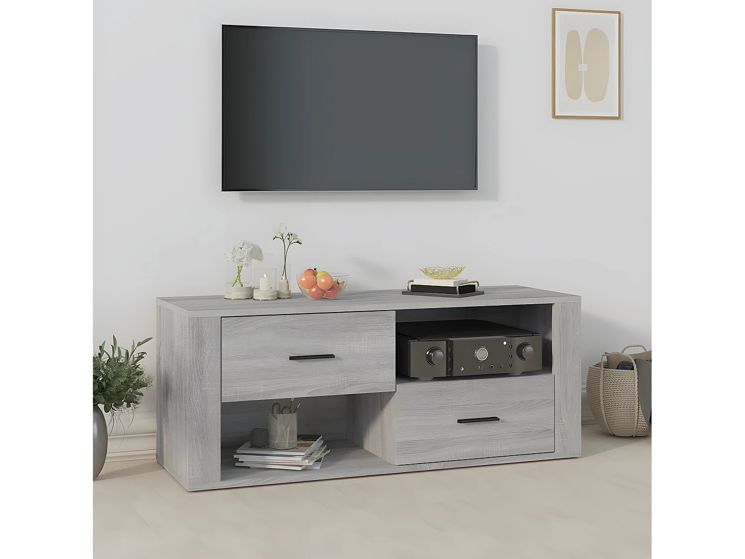 Meuble TV Sonoma gris 100x35x40 cm Bois d'ingénierie BE84608