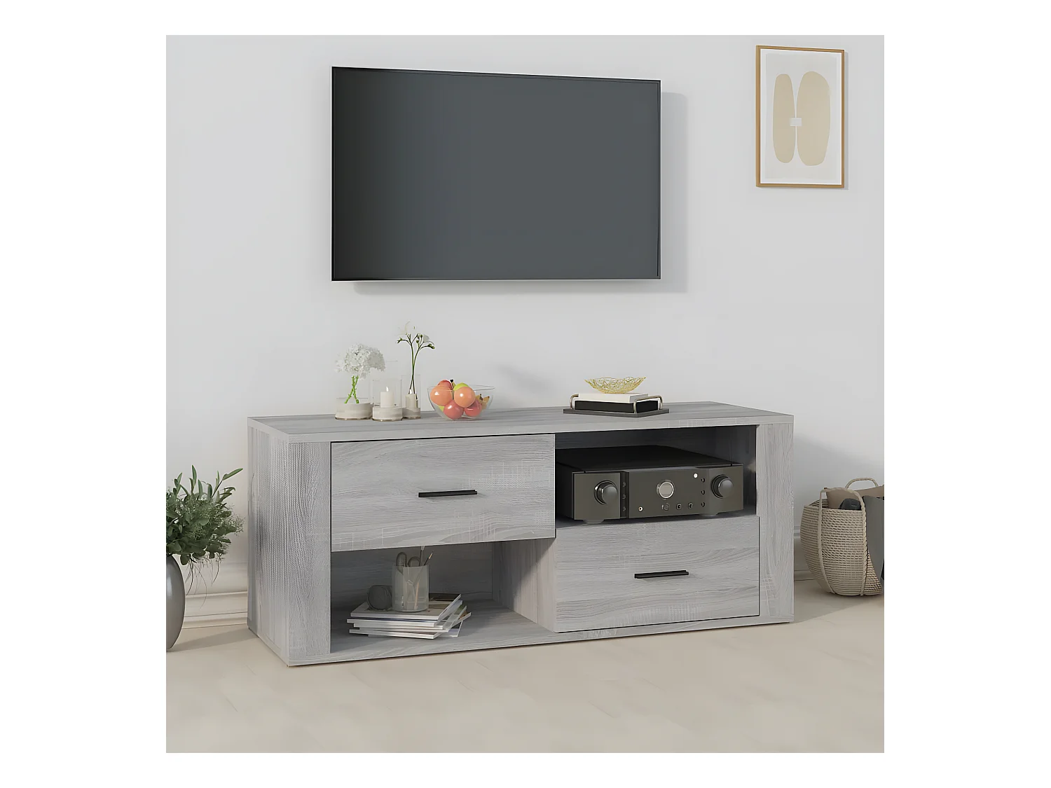 Meuble TV Sonoma gris 100x35x40 cm Bois d'ingénierie BE84608