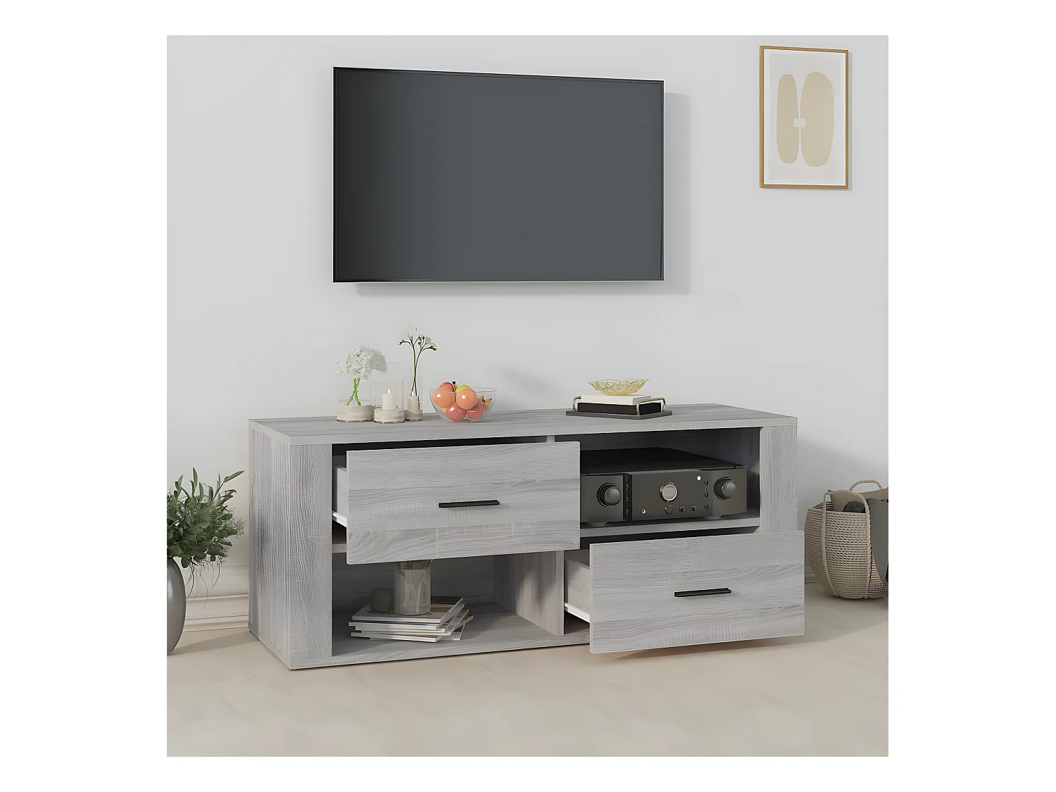 TV-Schrank,TV-Möbel Grau Sonoma 100x35x40 cm Holzwerkstoff -gkd635530