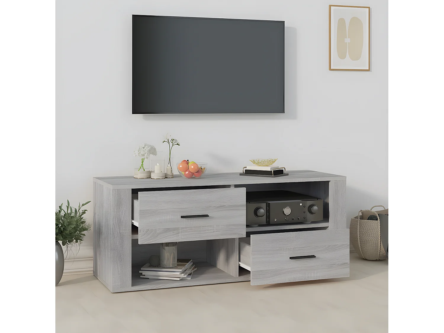 Meuble TV Sonoma gris 100x35x40 cm Bois d'ingénierie BE84608