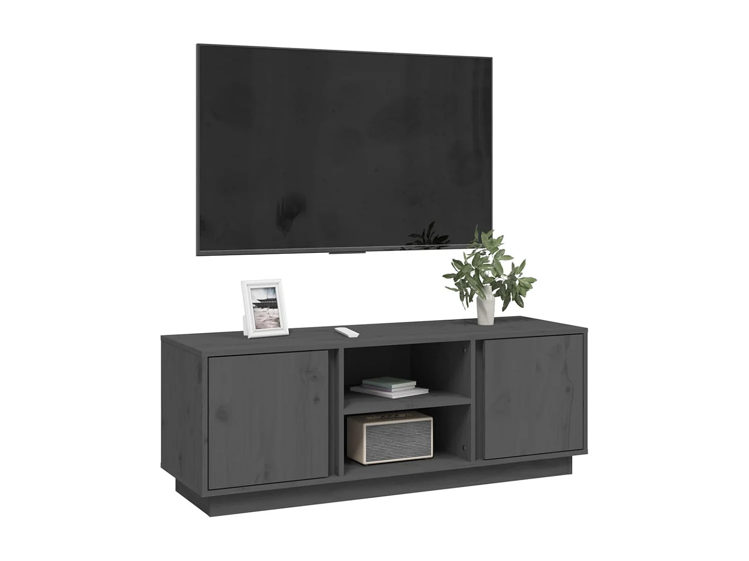 Meuble TV Gris 110x35x40,5 cm Bois de pin massif BE64928