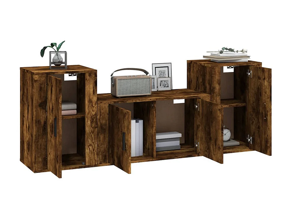 Ensemble de meubles TV 3 pcs Chêne fumé Bois d'ingénierie BE83150