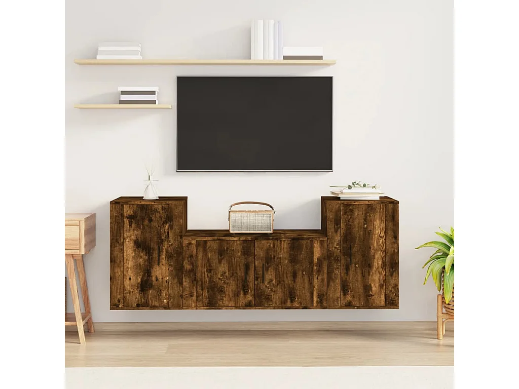Ensemble de meubles TV 3 pcs Chêne fumé Bois d'ingénierie BE83150