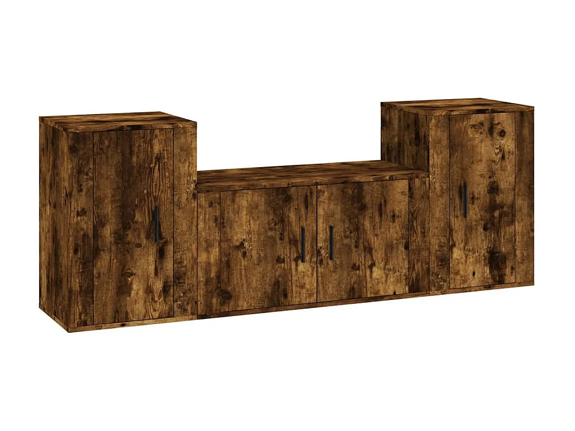 Ensemble de meubles TV 3 pcs Chêne fumé Bois d'ingénierie BE83150