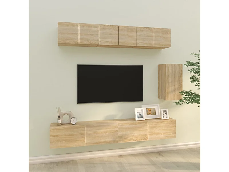 6-tlg. TV-Schrank-Set,TV-Möbel Sonoma-Eiche Holzwerkstoff -gkd686221