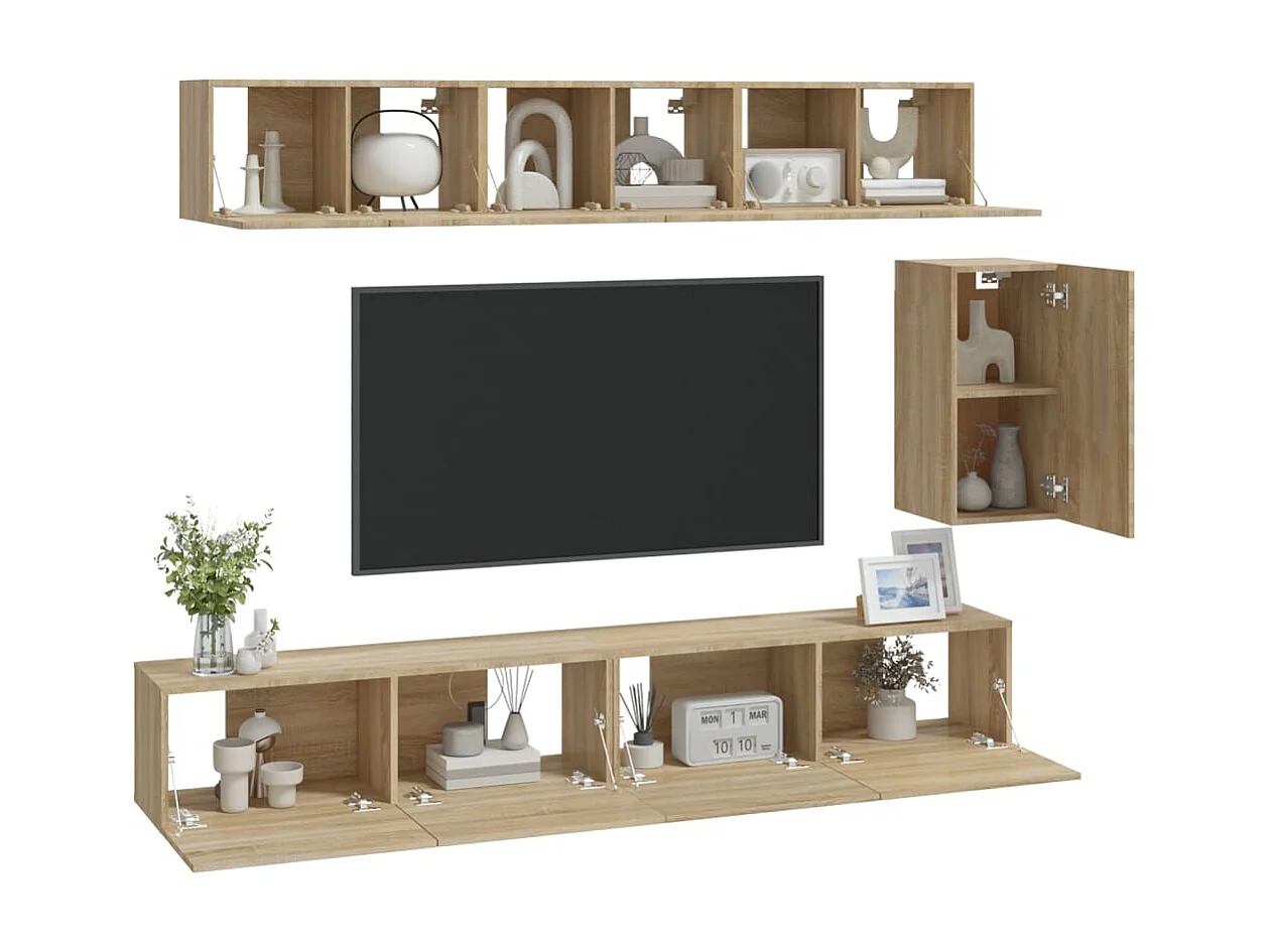 Ensemble de meubles TV 6 pcs Chêne Sonoma Bois d'ingénierie BE84469