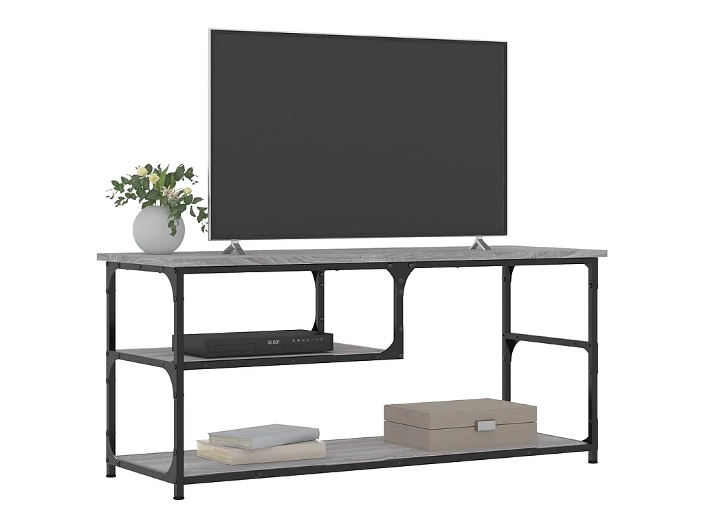 Meuble TV Sonoma gris 103x38x46,5 cm bois d'ingénierie et acier BE97708