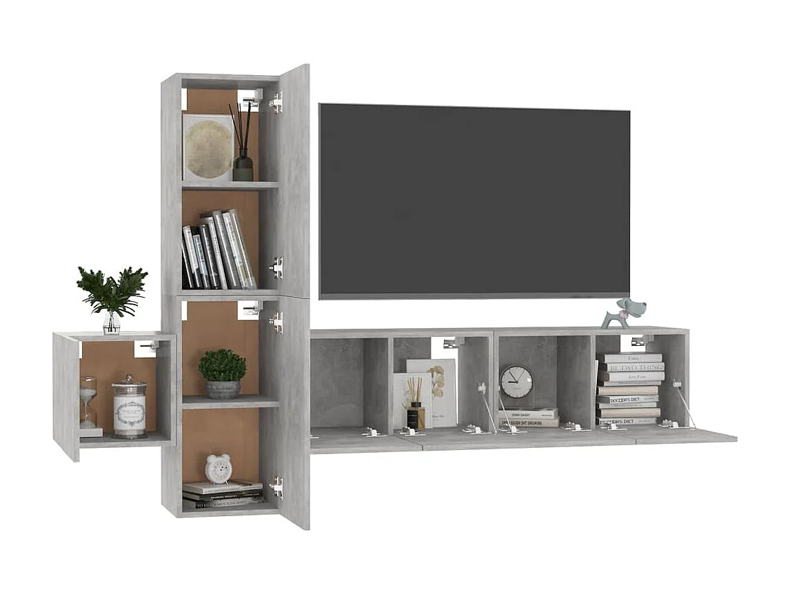 Set de Muebles para TV 5 pzas madera ingeniería gris hormigón ES42287