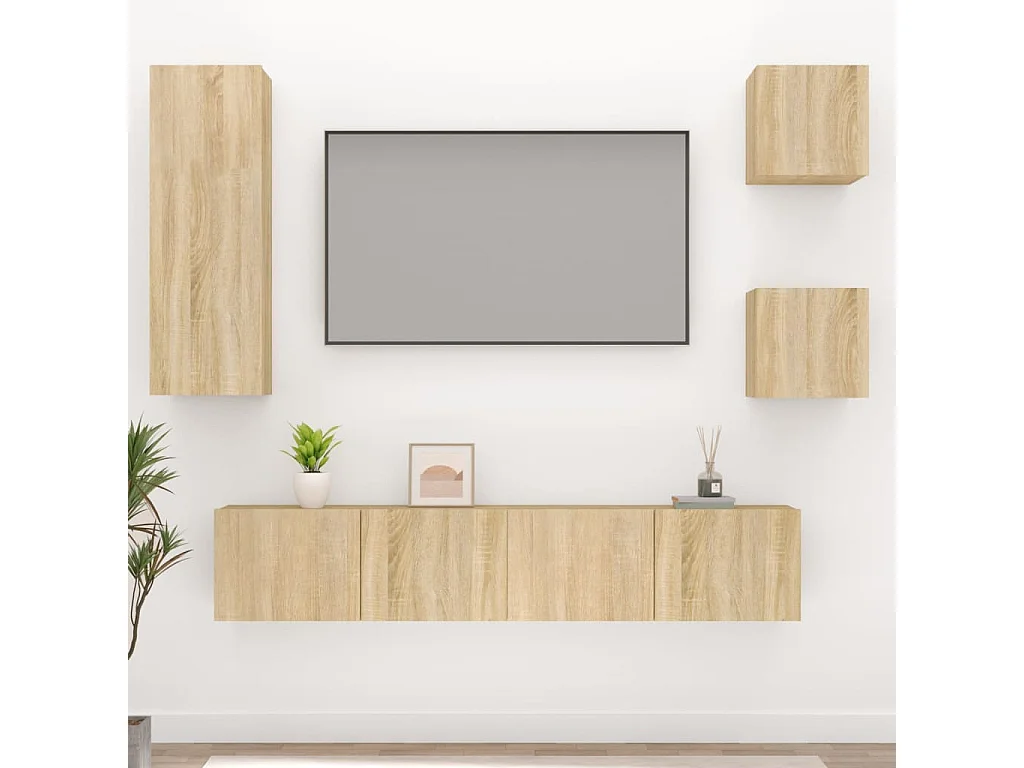 Ensemble de meubles TV 5 pcs Chêne sonoma Bois d'ingénierie BE53816