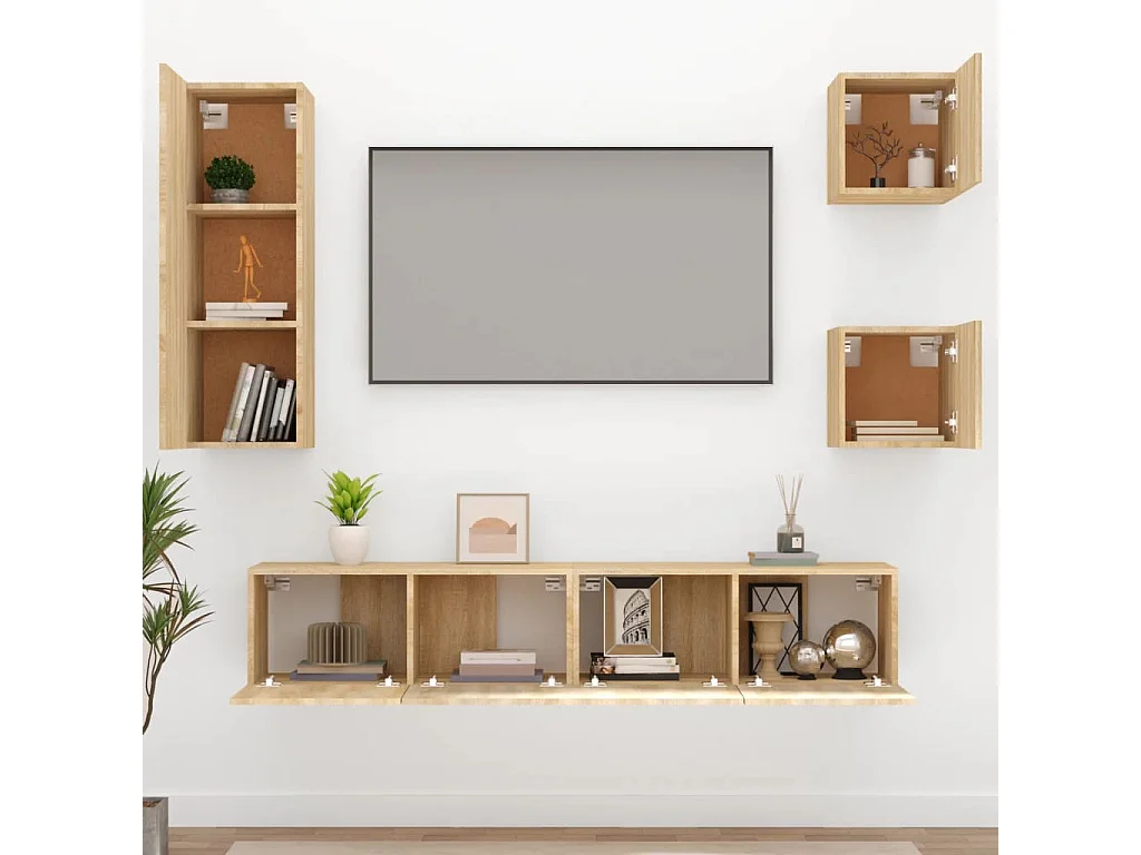 Ensemble de meubles TV 5 pcs Chêne sonoma Bois d'ingénierie BE53816