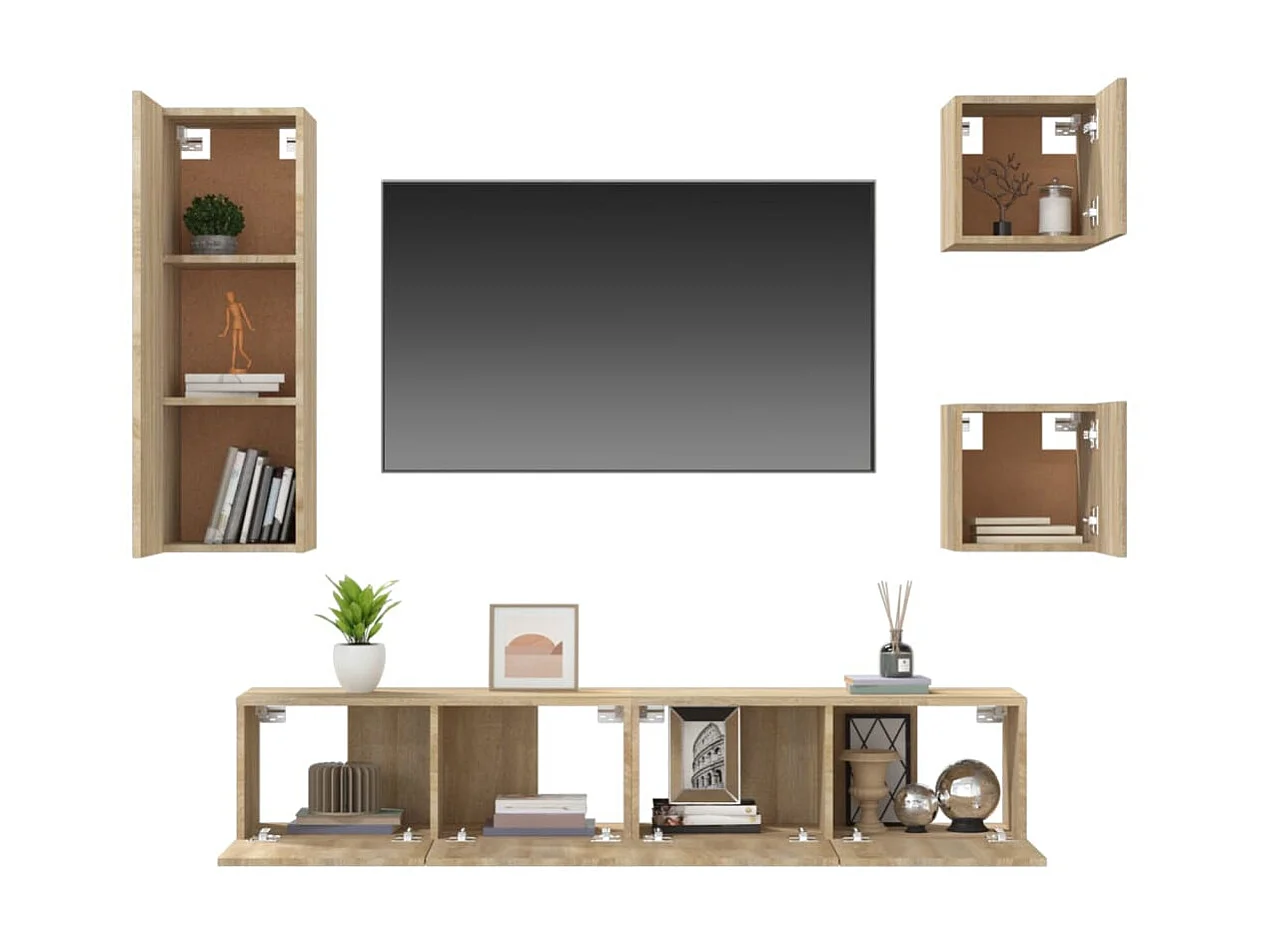 Ensemble de meubles TV 5 pcs Chêne sonoma Bois d'ingénierie BE53816