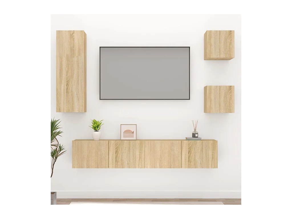 5-delige Tv-meubelset bewerkt hout sonoma eikenkleurig NL40544