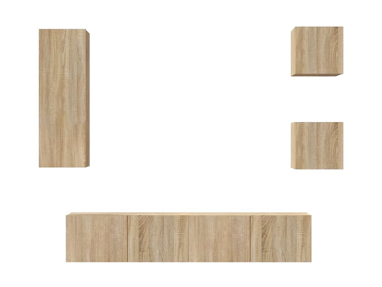 5-tlg. TV-Schrank-Set,TV-Möbel Sonoma-Eiche Holzwerkstoff -gkd339286