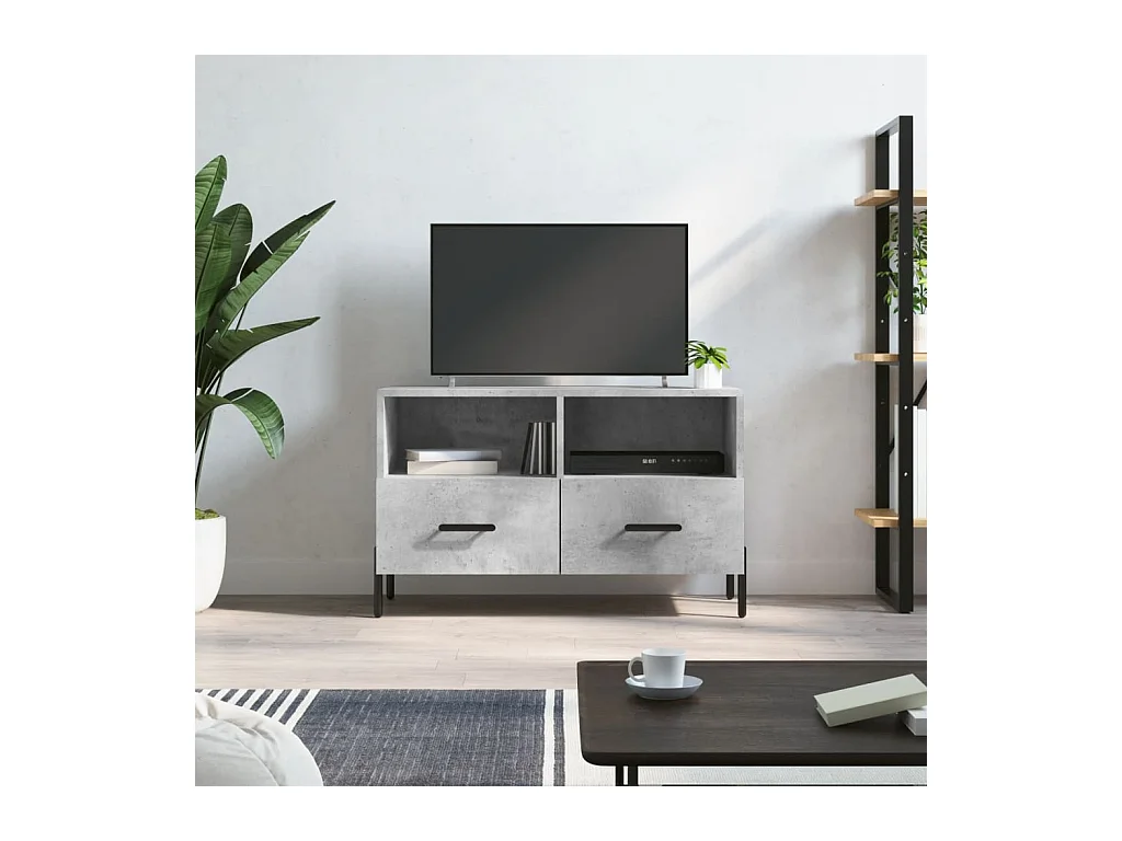 Meuble TV BEis béton 80x36x50 cm Bois d'ingénierie BE29738
