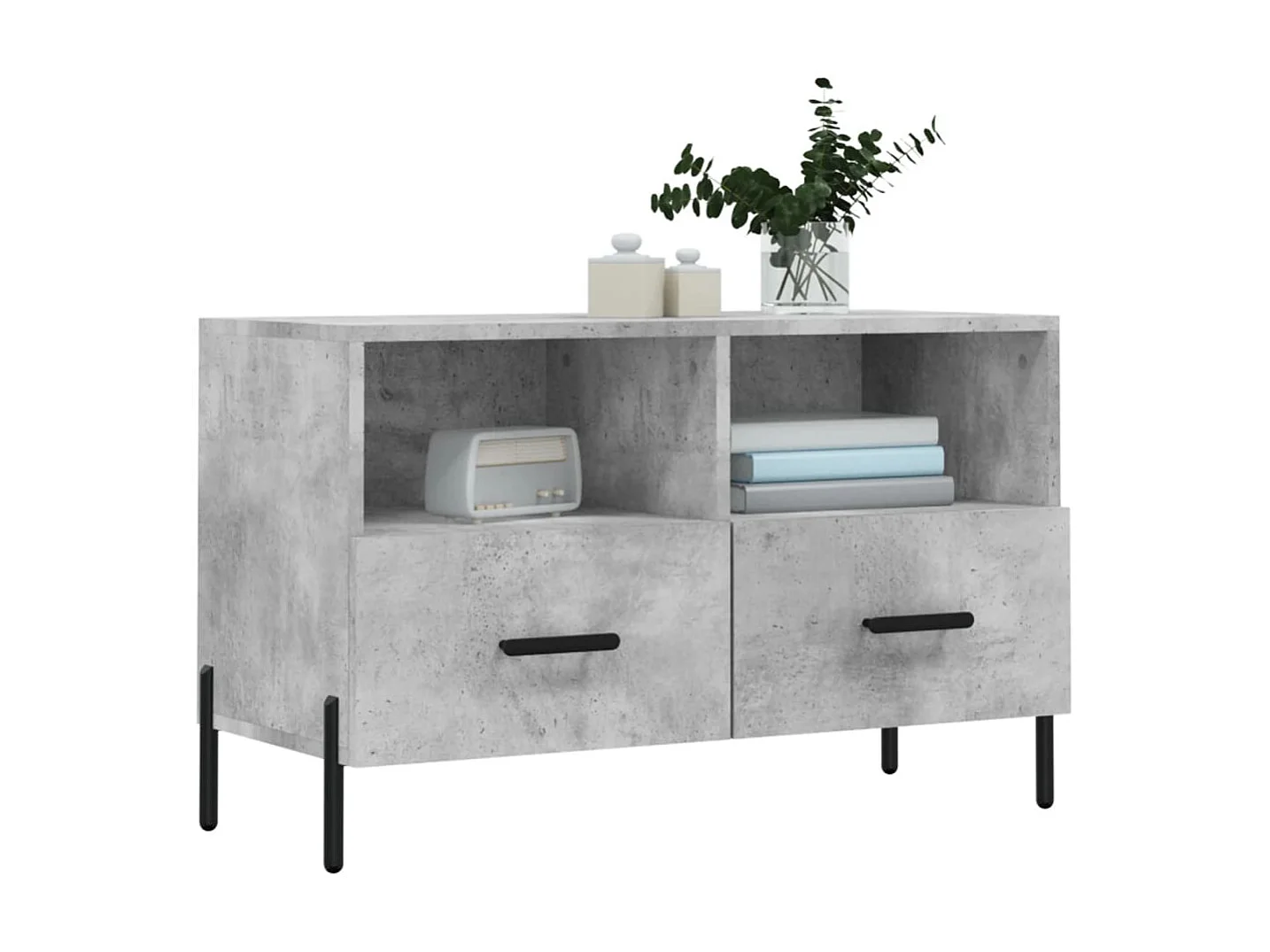 Meuble TV BEis béton 80x36x50 cm Bois d'ingénierie BE29738