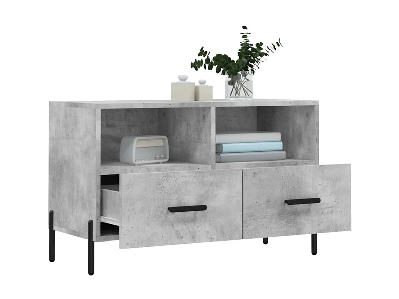 Meuble TV BEis béton 80x36x50 cm Bois d'ingénierie BE29738