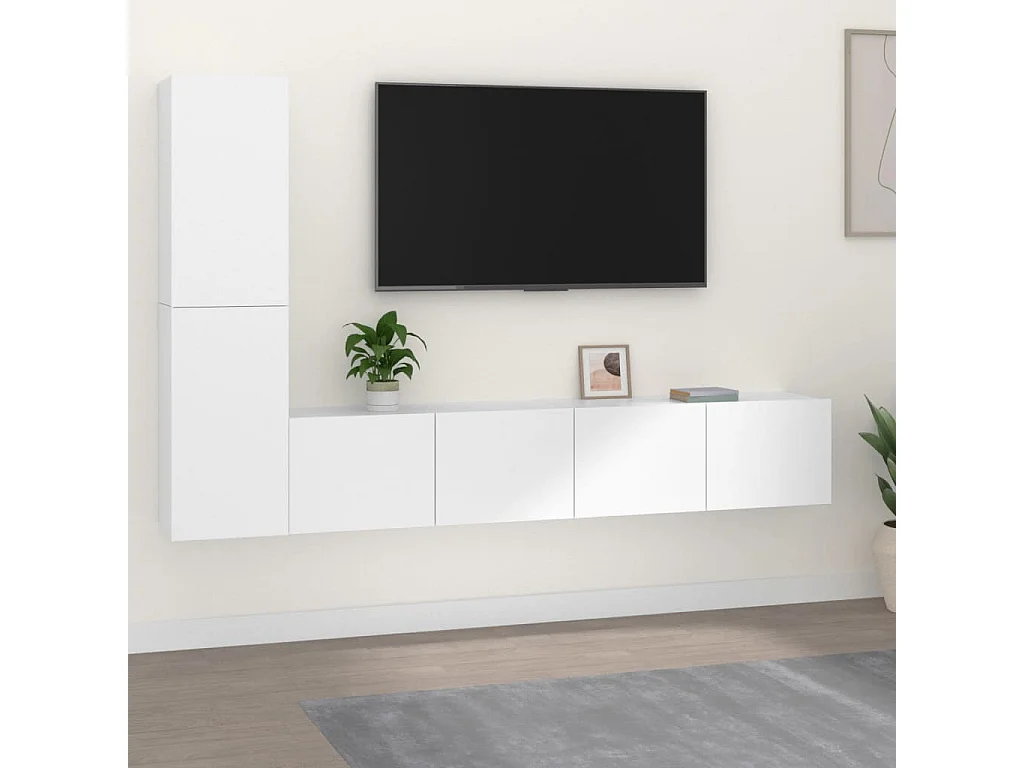 Meubles TV 4 pcs Blanc Bois d'ingénierie BE68669