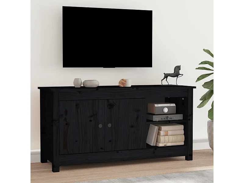 TV-Schrank,TV-Möbel Schwarz 103x36,5x52 cm Massivholz Kiefer -gkd293990